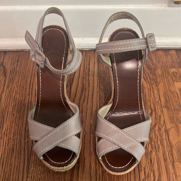 Christian Loubitin Almeria 120 Grey Leather Espadrilles - Picture 4 of 11